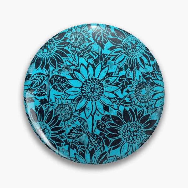 Item preview, Blue Sunflower Floral Nature Block Print Pattern designed and sold by Owcomm.