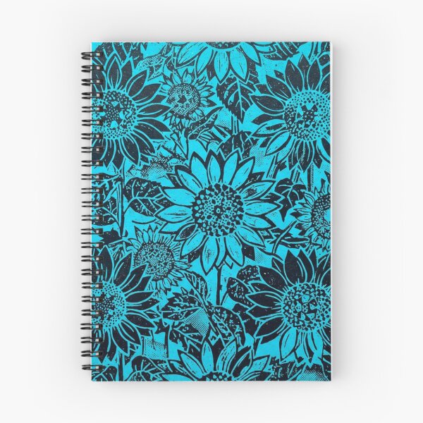 Item preview, Blue Sunflower Floral Nature Block Print Pattern designed and sold by Owcomm.