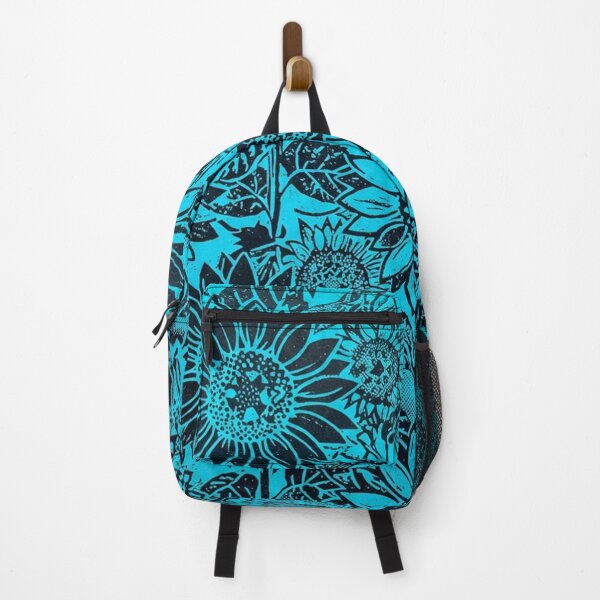 Item preview, Blue Sunflower Floral Nature Block Print Pattern designed and sold by Owcomm.