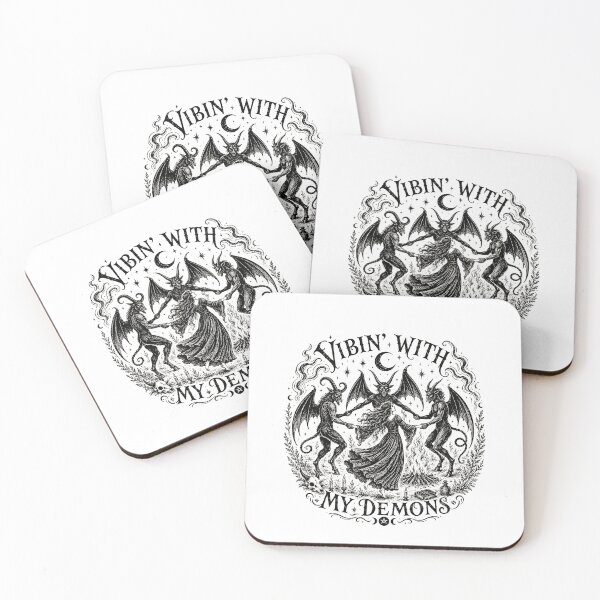 Item preview, Vibin' With My Demons - Vintage Witch Dancing With Demons Woodcut designed and sold by Neurospicy Trolls.