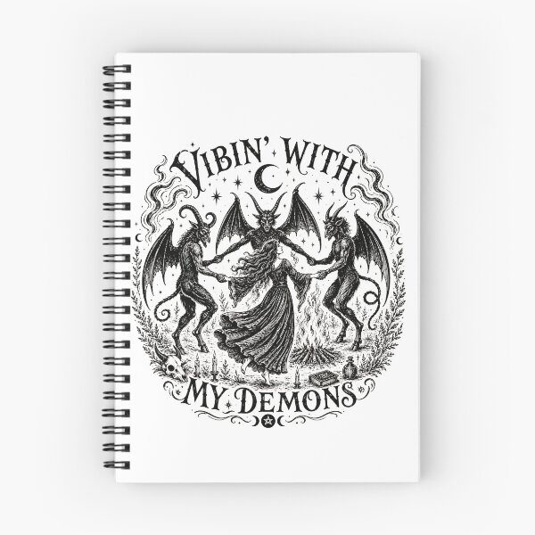 Item preview, Vibin' With My Demons - Vintage Witch Dancing With Demons Woodcut designed and sold by Neurospicy Trolls.