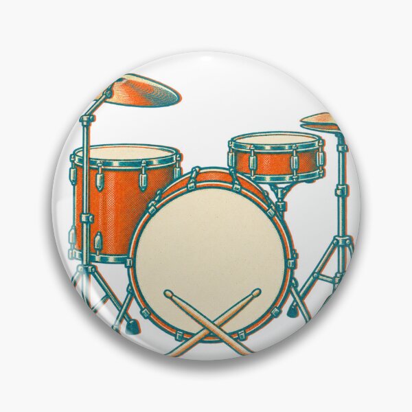 Item preview, Retro Drum Kit and Crossed Sticks for Drummers designed and sold by eignvalue.