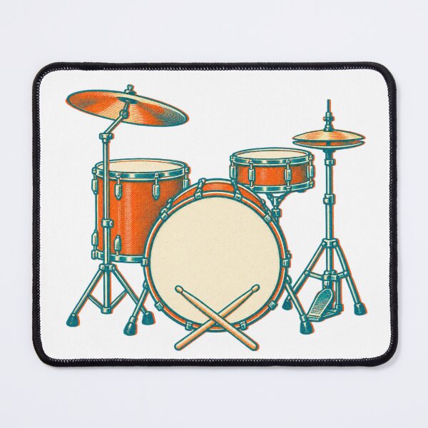 Item preview, Retro Drum Kit and Crossed Sticks for Drummers designed and sold by eignvalue.