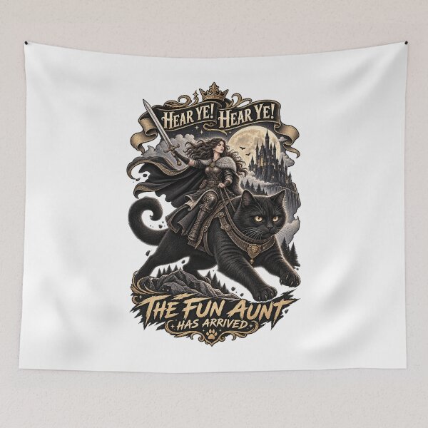 Item preview, Funny Hear Ye Hear Ye The Fun Aunt Has Arrived Knight Cat designed and sold by CirceRavens.