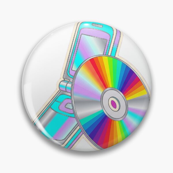 Item preview, Y2K Flip Phone CD Holographic Chrome Nostalgia Art designed and sold by Ninjacatoff.