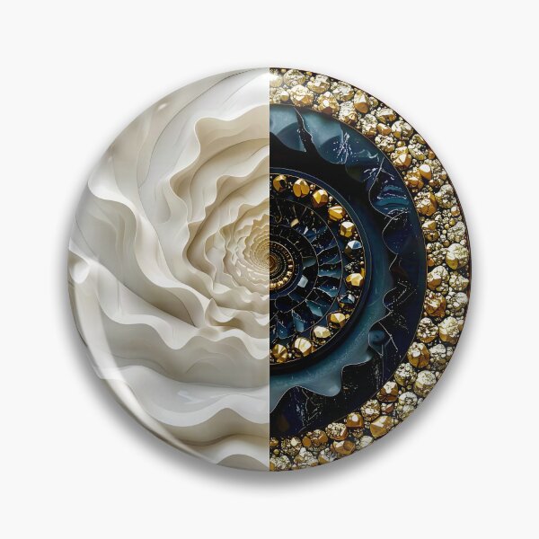 Item preview, Alabaster and Slate Geometric Spiral with Pyrite Accents designed and sold by Vicky Brago-Mitchell®.