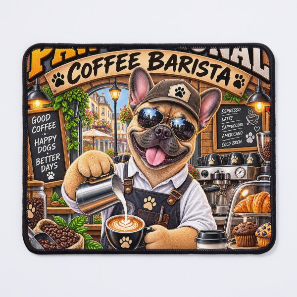Item preview, French Bulldog Barista Paw-fessional Coffee Lover Funny Dog Café Design designed and sold by TeeVibeHaus.