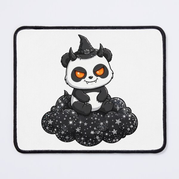 Item preview, Evil Panda Witch Halloween PNG - Cute Spooky Panda on Black Glitter Cloud designed and sold by Luminebo.