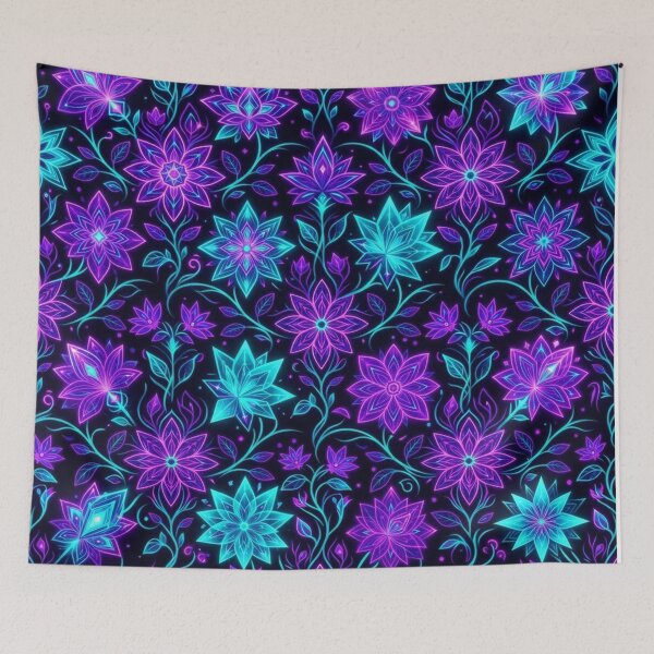 Item preview, Neon Cosmic Floral Botanical Pattern designed and sold by Owcomm.