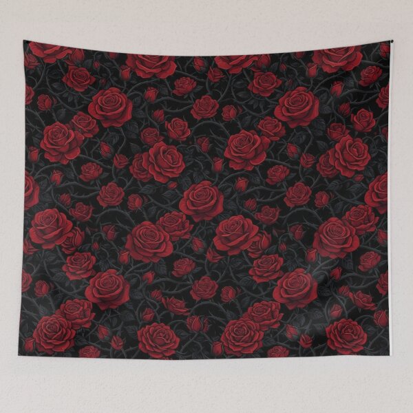 Aperçu de l'œuvre Motif floral gothique de roses rouge foncé créée et vendue par Owcomm.