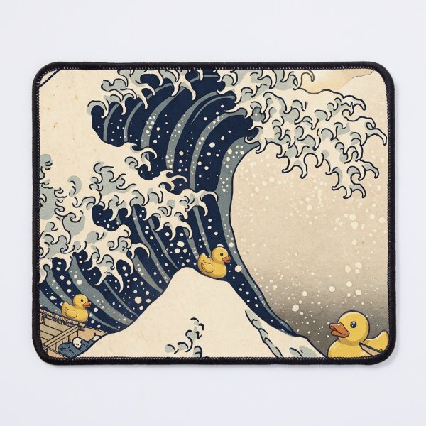 Item preview, The Great Wave of Rubber Ducks - Funny Japanese Woodblock Art Parody designed and sold by Curious Cat.