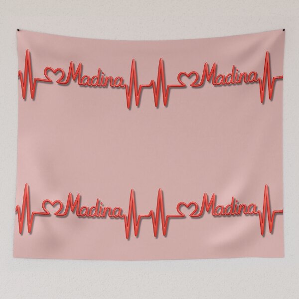 Item preview, Madina Heartbeat Line (V.4) – Islamic City Love Typography Design designed and sold by D-Islamic.