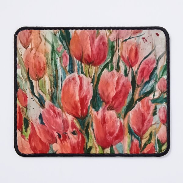 Item preview, Big red popies with long green leaves designed and sold by Isabel Alfarrobinha.