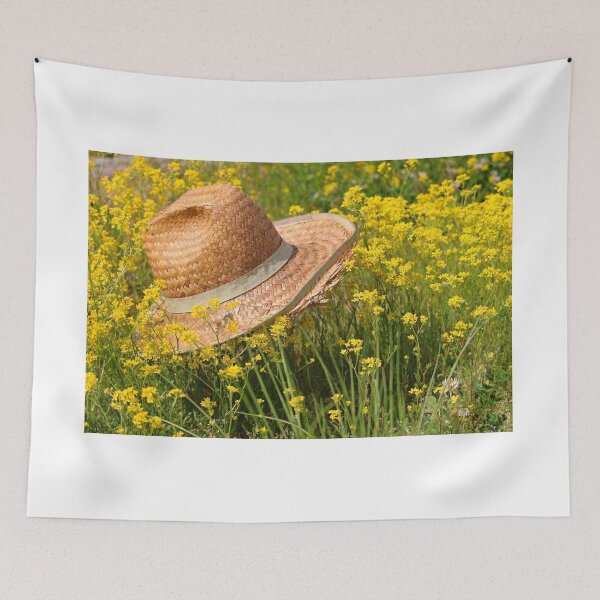 Item preview, Straw Hat in Yellow Wildflowers designed and sold by DansCreations42.