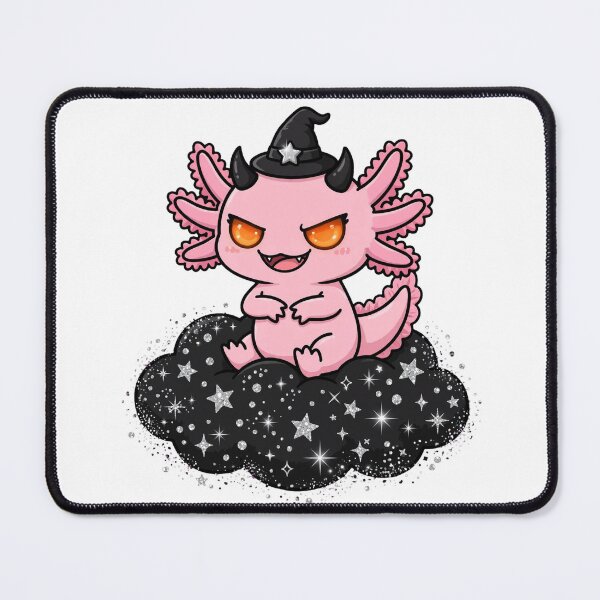 Item preview, Evil Axolotl Witch Halloween PNG - Kawaii Spooky Axolotl on Black Glitter Cloud designed and sold by Luminebo.