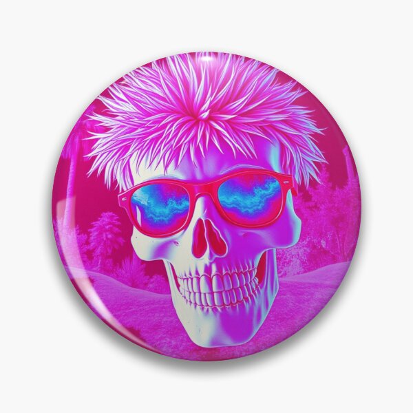 Item preview, Spiky Hair Skull Sunglasses - Neon Pink Retro Pop Art designed and sold by ERODED SELF.