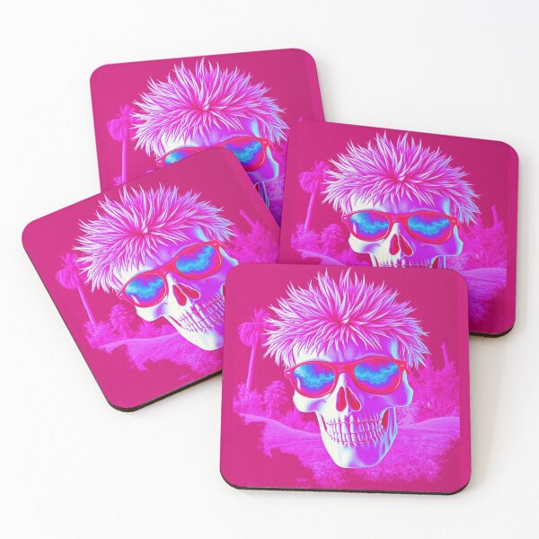Item preview, Spiky Hair Skull Sunglasses - Neon Pink Retro Pop Art designed and sold by ERODED SELF.