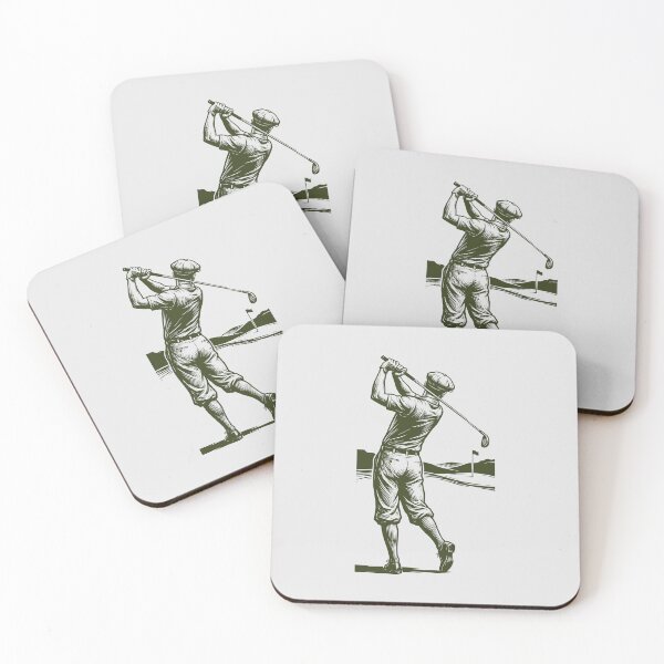Item preview, Vintage Golfer Swing Woodcut Art Classic Golf Player Linocut designed and sold by KiwiRider.