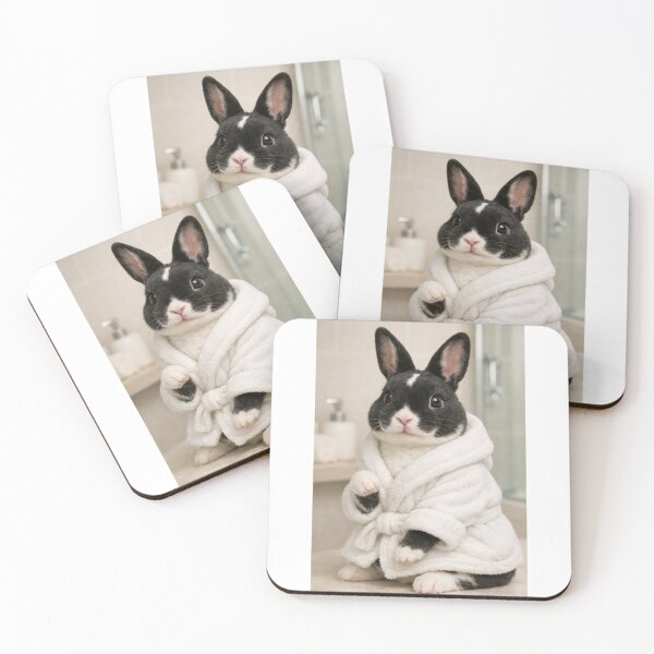 Item preview, Mini Rex Rabbit Wearing a Bathrobe designed and sold by Sillytoe.
