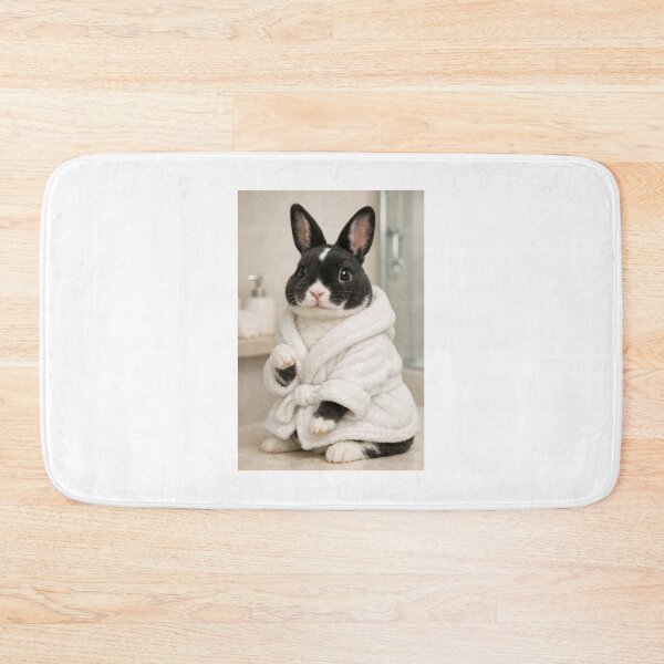 Item preview, Mini Rex Rabbit Wearing a Bathrobe designed and sold by Sillytoe.
