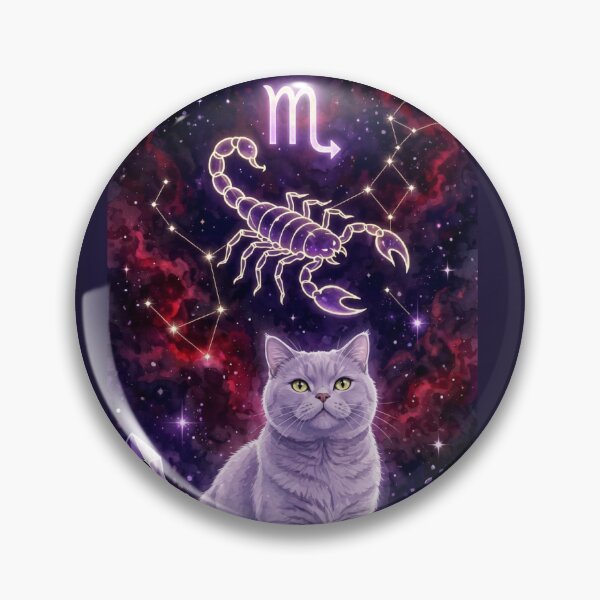 Item preview, Mystical Scorpio Cat With Golden Scorpion Constellation and Amethyst Crystals designed and sold by Moody Vibes Studio.