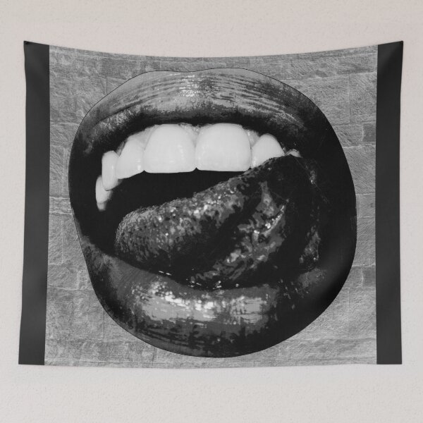 Item preview, Glossy Black Lips Tongue Out Goth Glam designed and sold by Ghoul Enterprises.