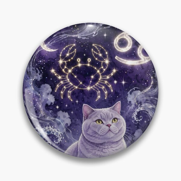 Item preview, Mystical Cancer Cat With Golden Crab Constellation and Amethyst Crystals designed and sold by Moody Vibes Studio.
