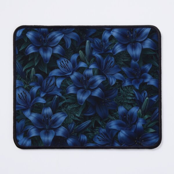 Item preview, Dark Blue Lily Flower Seamless Pattern designed and sold by Owcomm.