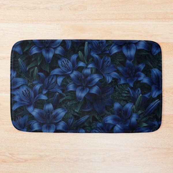 Item preview, Dark Blue Lily Flower Seamless Pattern designed and sold by Owcomm.