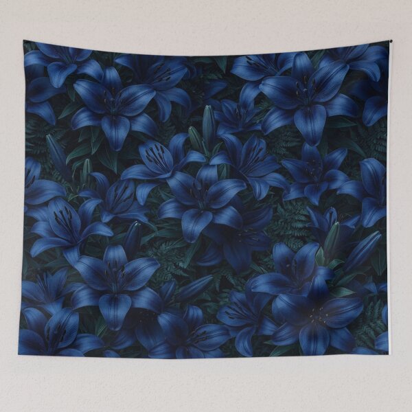 Item preview, Dark Blue Lily Flower Seamless Pattern designed and sold by Owcomm.