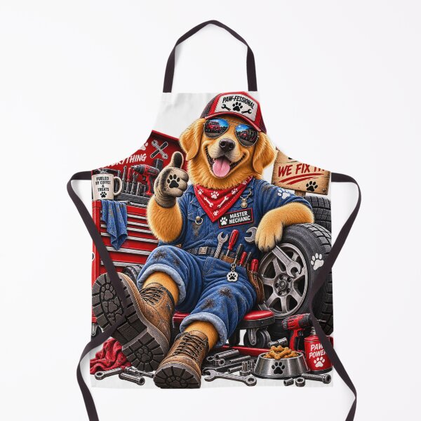 Item preview, Golden Retriever Dog Mechanic – Funny Auto Repair Shop designed and sold by TeeVibeHaus.