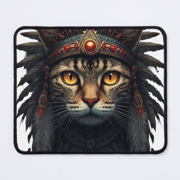 Item preview, Mystical Shamanic Cat Spiritual Tribal Art designed and sold by VisualVerseLab.