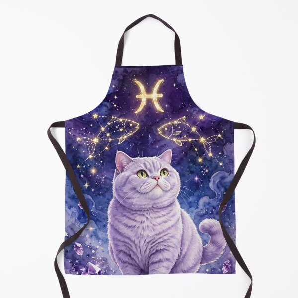 Item preview, Mystical Pisces Cat With Golden Fish Constellation and Amethyst Crystals designed and sold by Luna's World - Moody Vibes Studio.