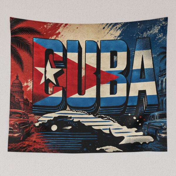Aperçu de l'œuvre Cuba Libre Vintage La Havane Art caribéen créée et vendue par Fei Long Design Hub.