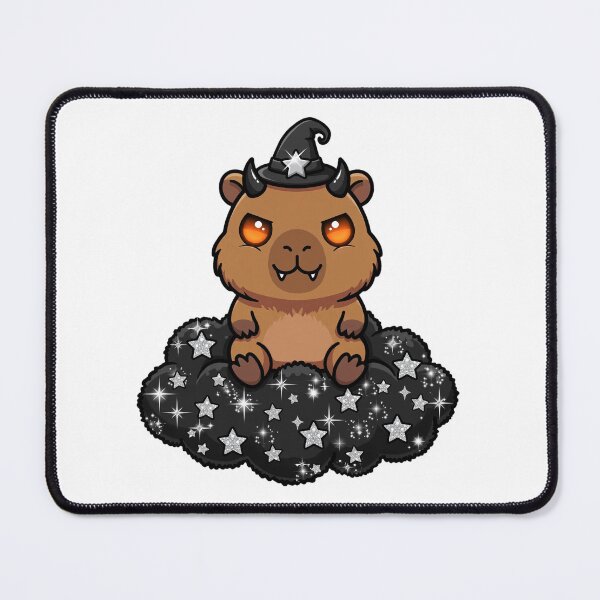 Item preview, Evil Capybara Witch Halloween PNG - Cute Spooky Capybara on Black Glitter Cloud designed and sold by Luminebo.