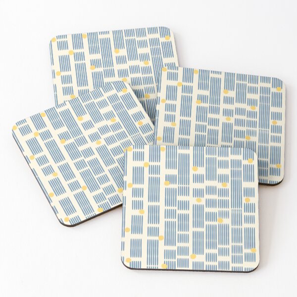 Item preview, Modern blue lines with yellow dots abstract pattern designed and sold by XiangSlowLife.