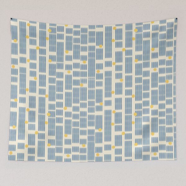 Item preview, Modern blue lines with yellow dots abstract pattern designed and sold by XiangSlowLife.