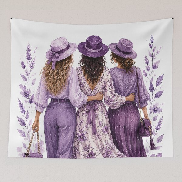 Item preview, Lavender Boho Best Friends Fashion Art designed and sold by Gold Turtle  Lina.