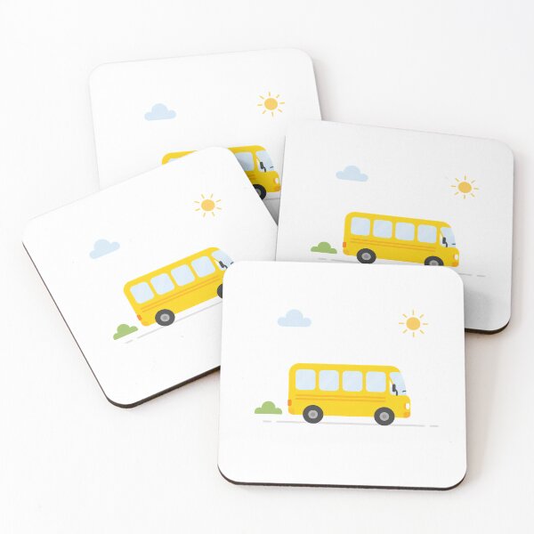 Item preview, Cute Yellow School Bus Sunny Day Illustration designed and sold by Inka Moon Design.