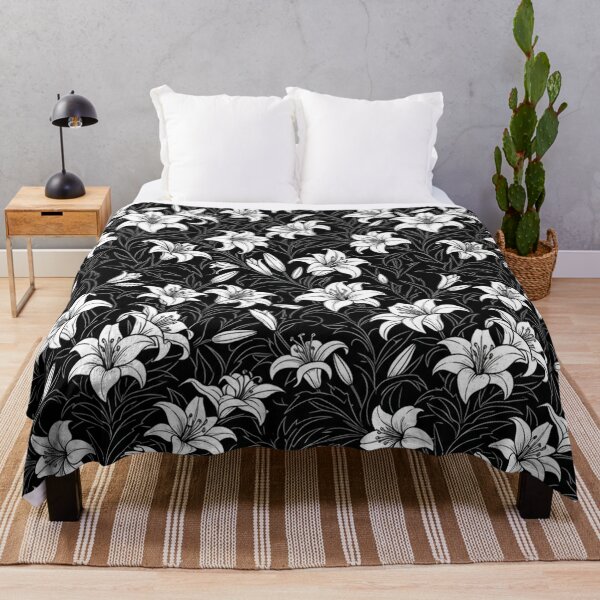Item preview, Black and White Floral Lily Pattern designed and sold by Owcomm.