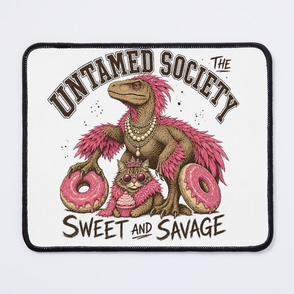 Item preview, Untamed Society – Sweet and Savage Dinosaur Cat Donut Humor designed and sold by LinaDesign Store.