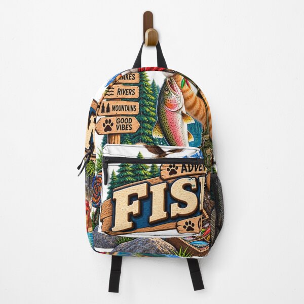 Item preview, Adventure Cats Fishing Club – Funny Outdoor Cat Fishing with Trout at Mountain Lake designed and sold by TeeVibeHaus.