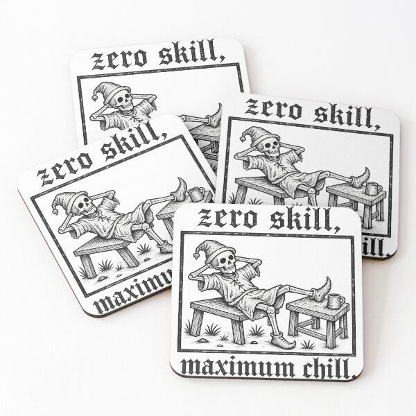 Item preview, Zero Skill Maximum Chill – Lazy Skeleton Vintage Gothic designed and sold by Mavriboy.
