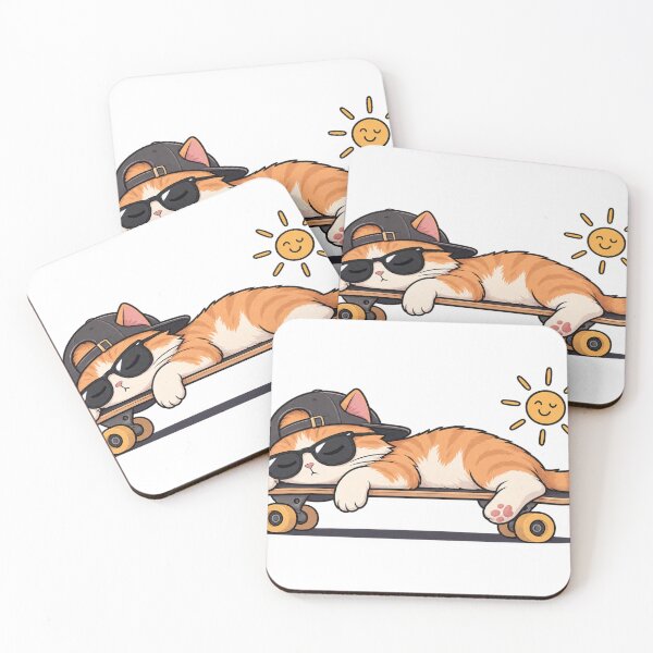 Item preview, Lazy Cat Skateboard – Minimalist Cute Cat Illustration designed and sold by LmonioressXxx.