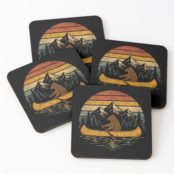 Item preview, Vintage Bear Canoe Mountain Wilderness Retro Adventure designed and sold by Moizento.