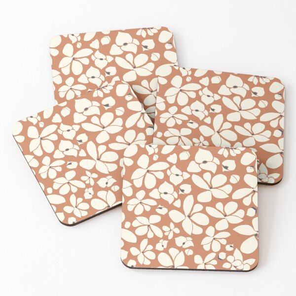 Item preview, Terracotta and Cream Retro Modern Floral Pattern | Cottagecore Shabby Chic | Scandinavian Marimekko | Mid-Centruy designed and sold by sheseddit.