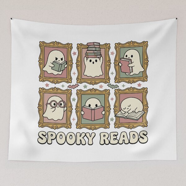 Item preview, HALLOWEEN Spooky Reads Ghosts Books - Cute Halloween Bookworm Cartoon designed and sold by Uglyandcute.