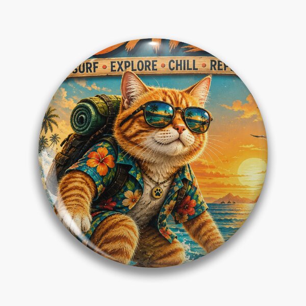 Item preview, Adventure Cats Surfing – Vintage Retro Cat Surfer Tropical Sunset Beach Design designed and sold by TeeVibeHaus.