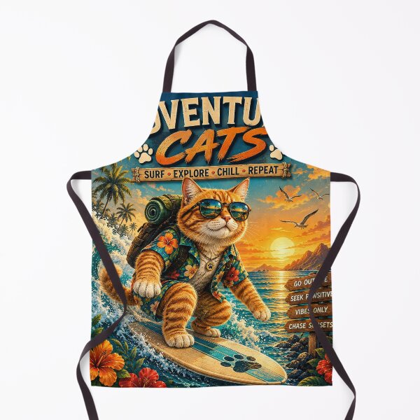 Item preview, Adventure Cats Surfing – Vintage Retro Cat Surfer Tropical Sunset Beach Design designed and sold by TeeVibeHaus.