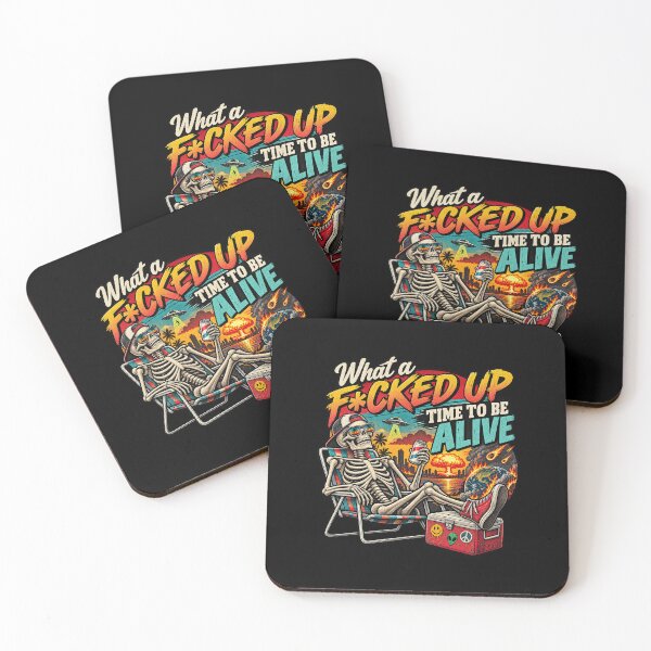 Item preview, What a F*cked Up Time to Be Alive | Funny Sarcastic | Retro Skeleton | Dark Humor Gift designed and sold by Pastexchange.